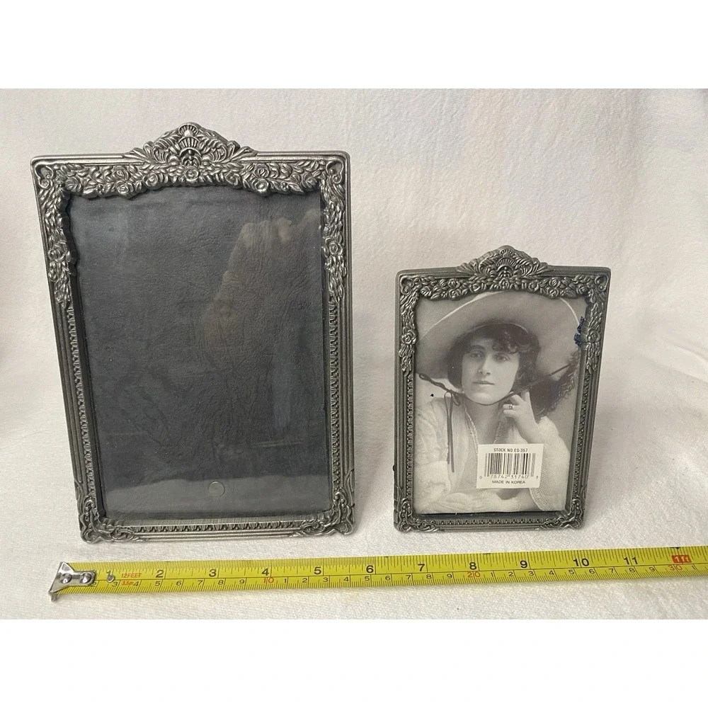 Two Matching Victorian Style Pewter Picture Frames